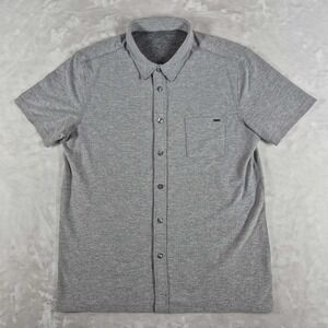 Vuori Short Sleeve Ace Button Down Shirt Men's Medium Gray Stretch Comfort